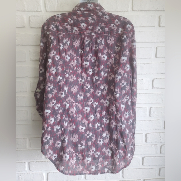 NWT Monoprix France Long Sleeve Print Button Down Shirt Top Size 42 Med - Picture 5 of 11